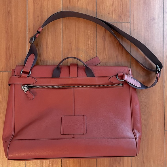 Coach Men’s Hudson Terracotta Messenger Bag Natural Soft Leather Original - Picture 6 of 8